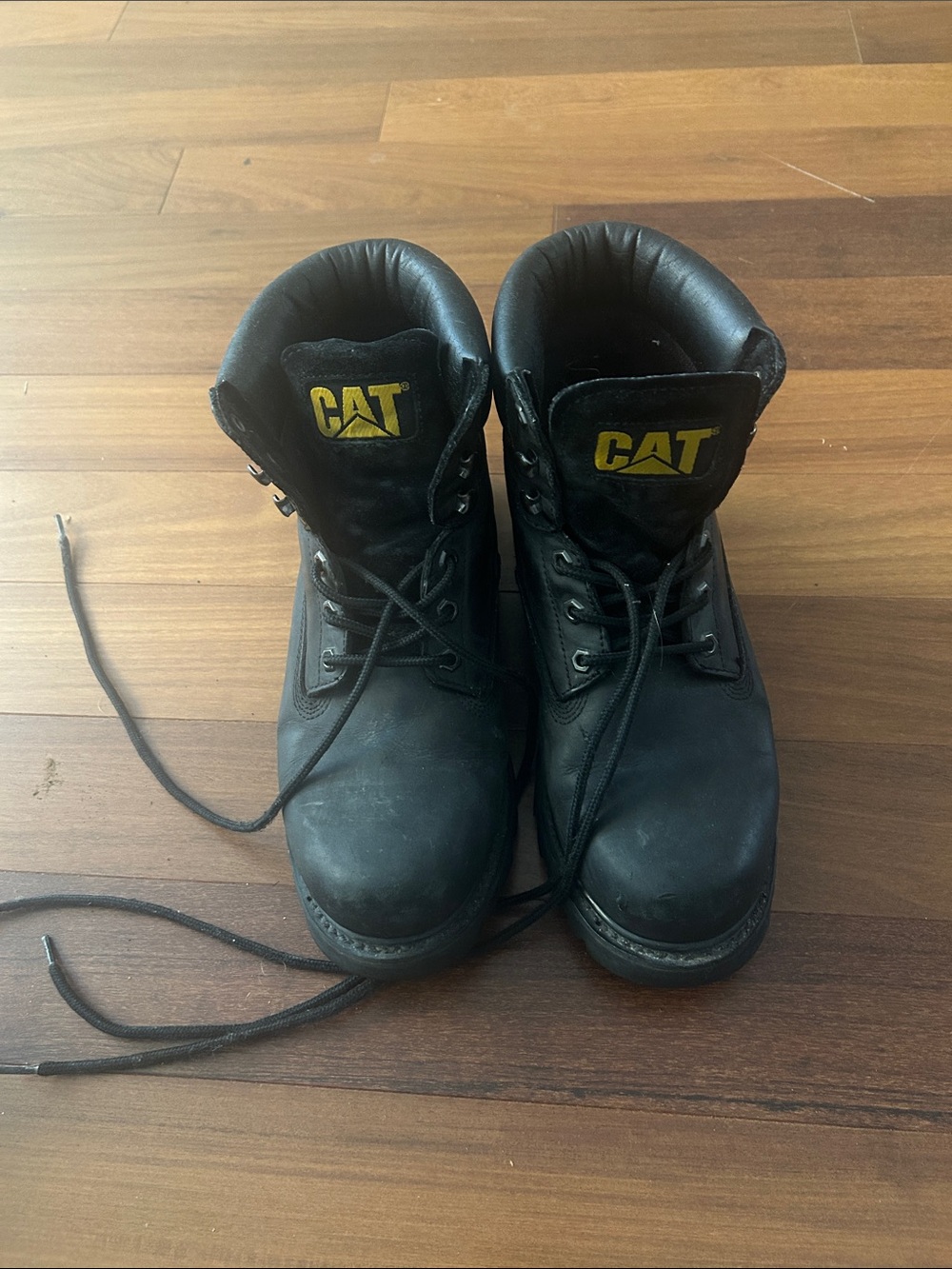 Men’s CAT (Caterpiller) Black Leather Steel Tow Work Boots - Excellent Cond